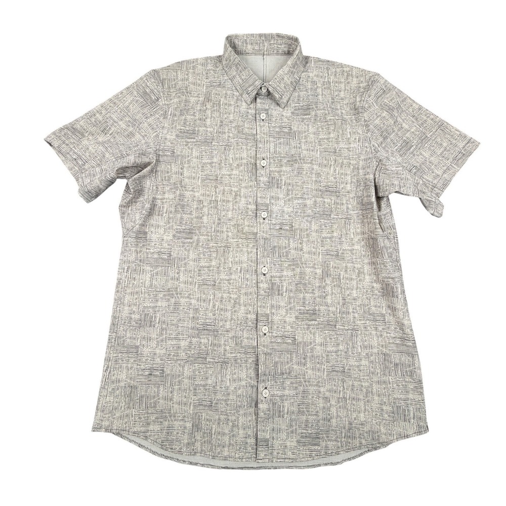 Lululemon Airing Easy Short Sleeve Performance Men Large Gray Abstract Print